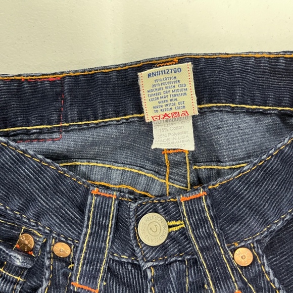 Pre-owned True Religion Women's 24 Navy Corduroy Joey Flare Pants Flap Pockets - Picture 7 of 15